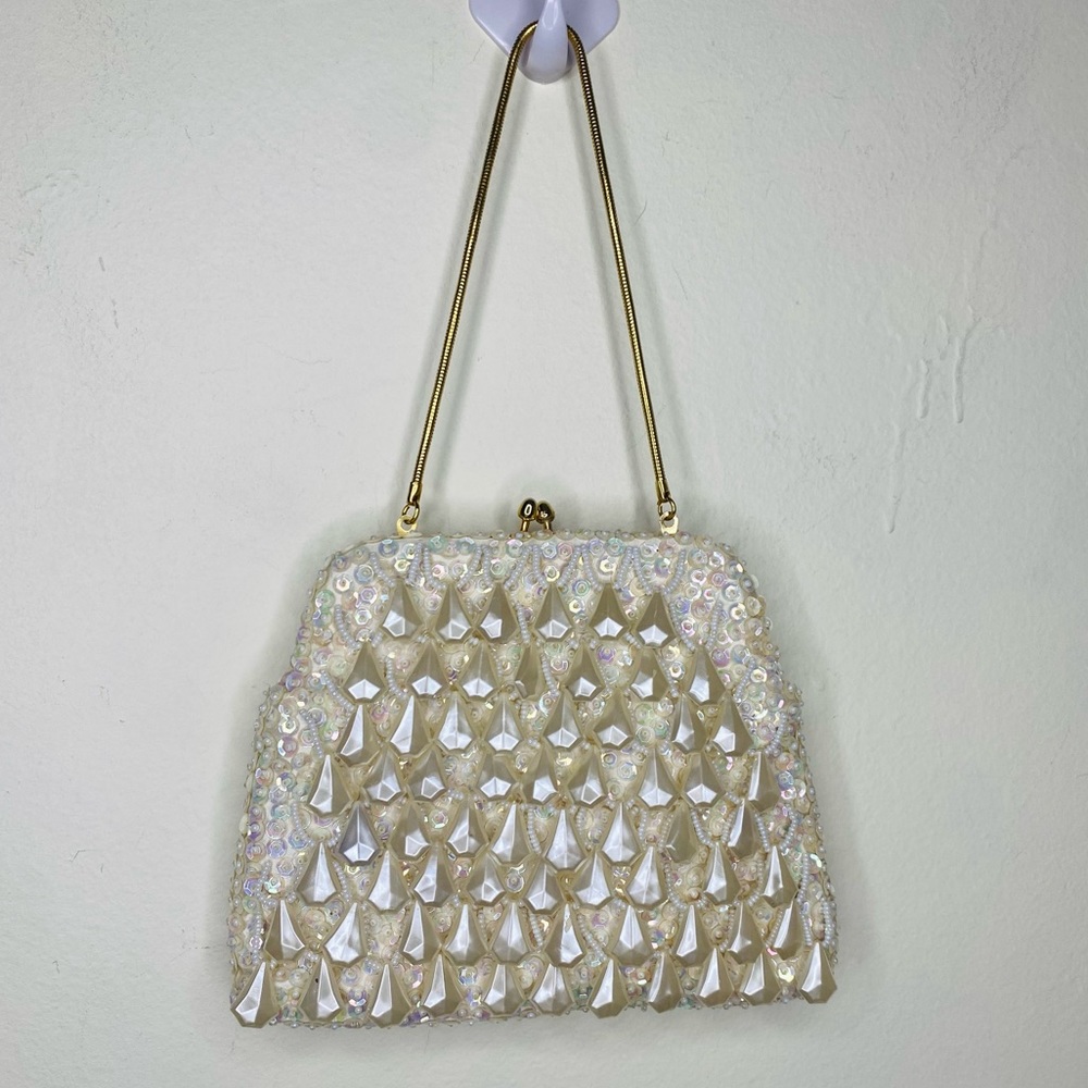 Vintage Safco Beaded Sequin Clutch Formal Evening Bag Purse